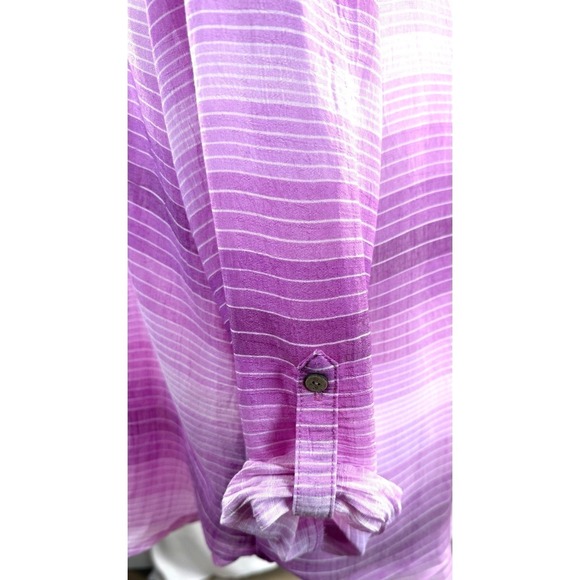 Zac & Rachel Purple Ombre Striped Tunic Top Roll Tab Casual Large Women's - Picture 3 of 7